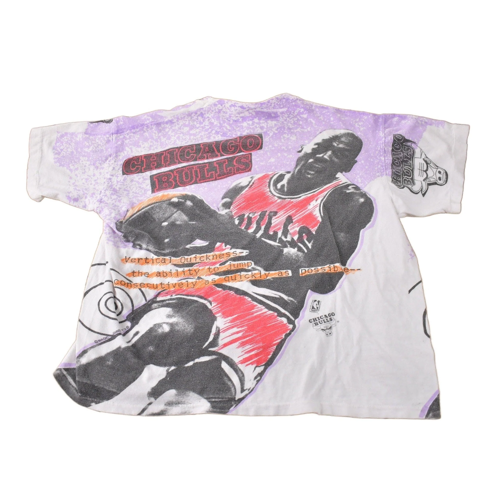 Vintage 1990s Chicago Bulls NBA Michael Jordan All Over Print T-Shirt Youth XL - Image 2