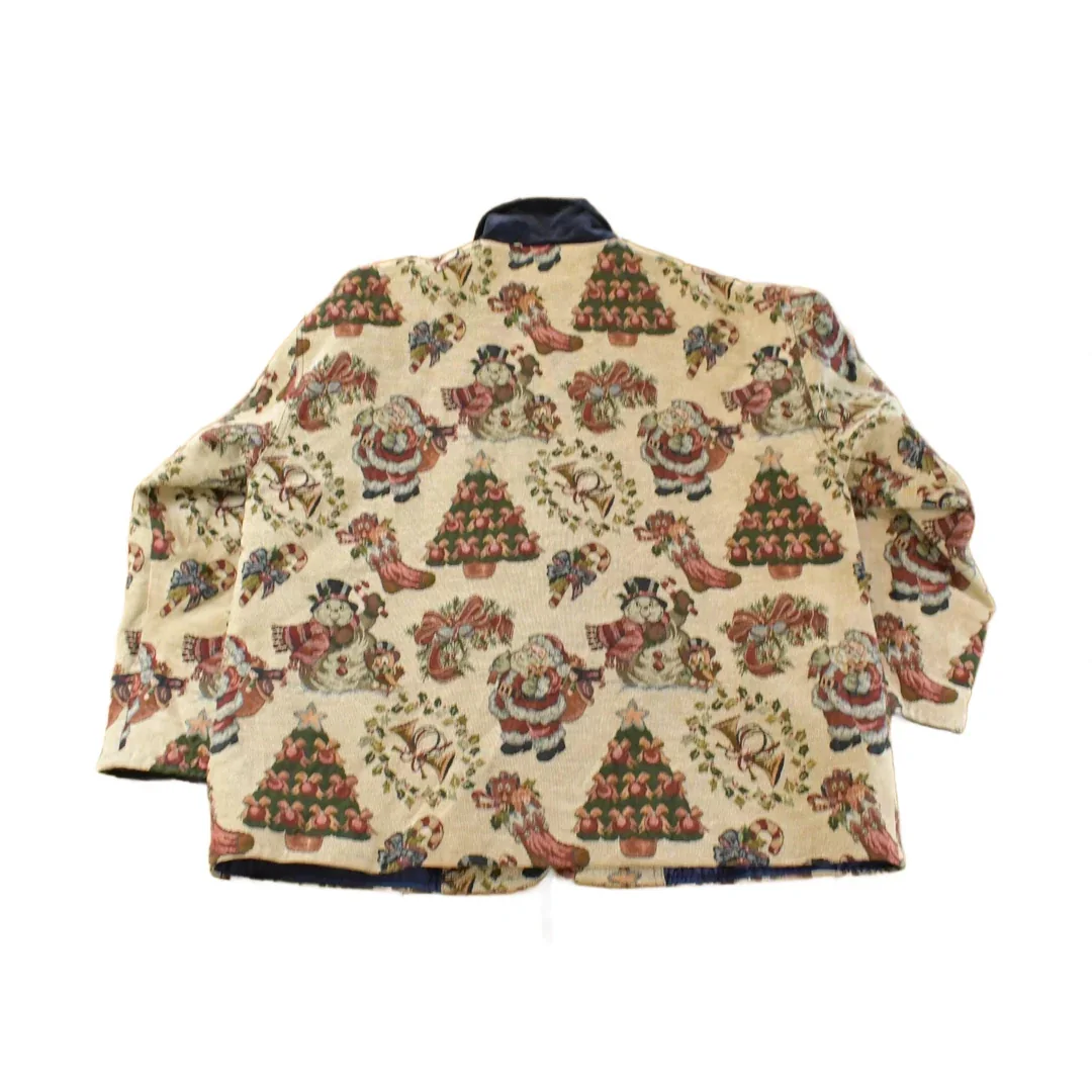 Vintage 1990s Christmas Graphic Patchwork Button Up Jacket Women's 2XL - Image 2
