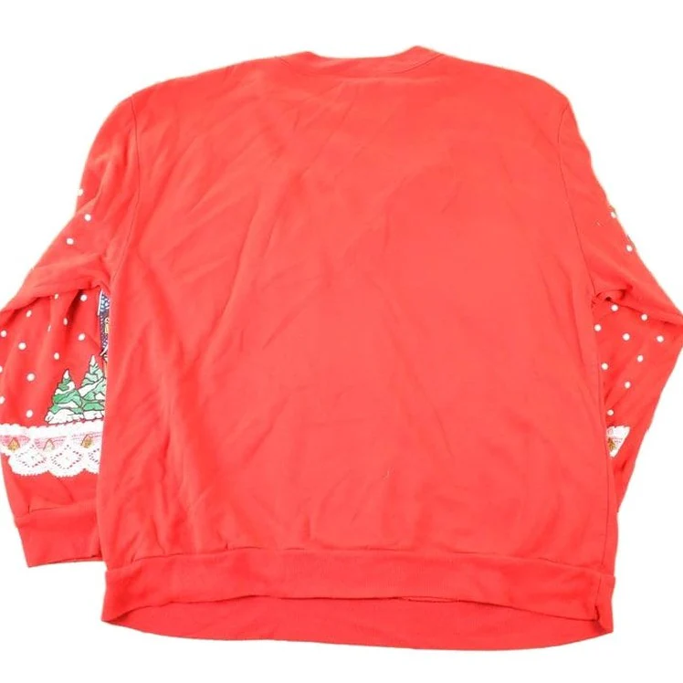Vintage 1990s Christmas On Main Street AOP Crewneck Sweatshirt Mens L - Image 2