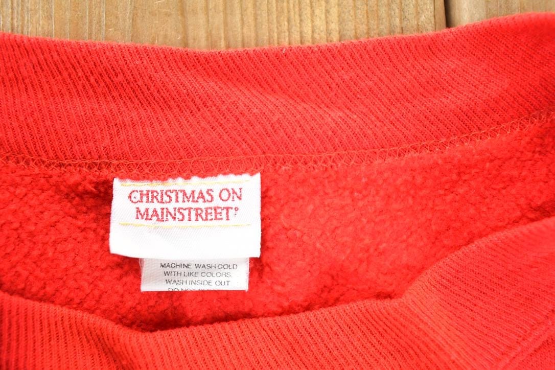 Vintage 1990s Christmas On Main Street AOP Crewneck Sweatshirt Mens L - Image 4