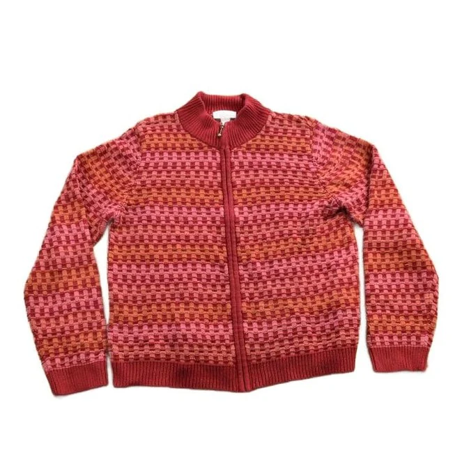Vintage 1990s Christopher & Banks All Over Print Full Zip Knitted Sweater Women's S
