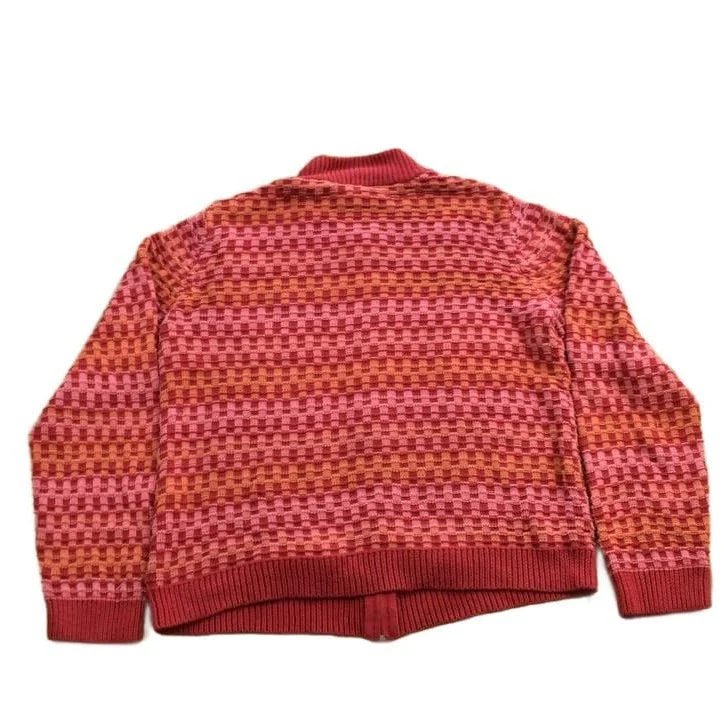 Vintage 1990s Christopher & Banks All Over Print Full Zip Knitted Sweater Women's S - Image 2