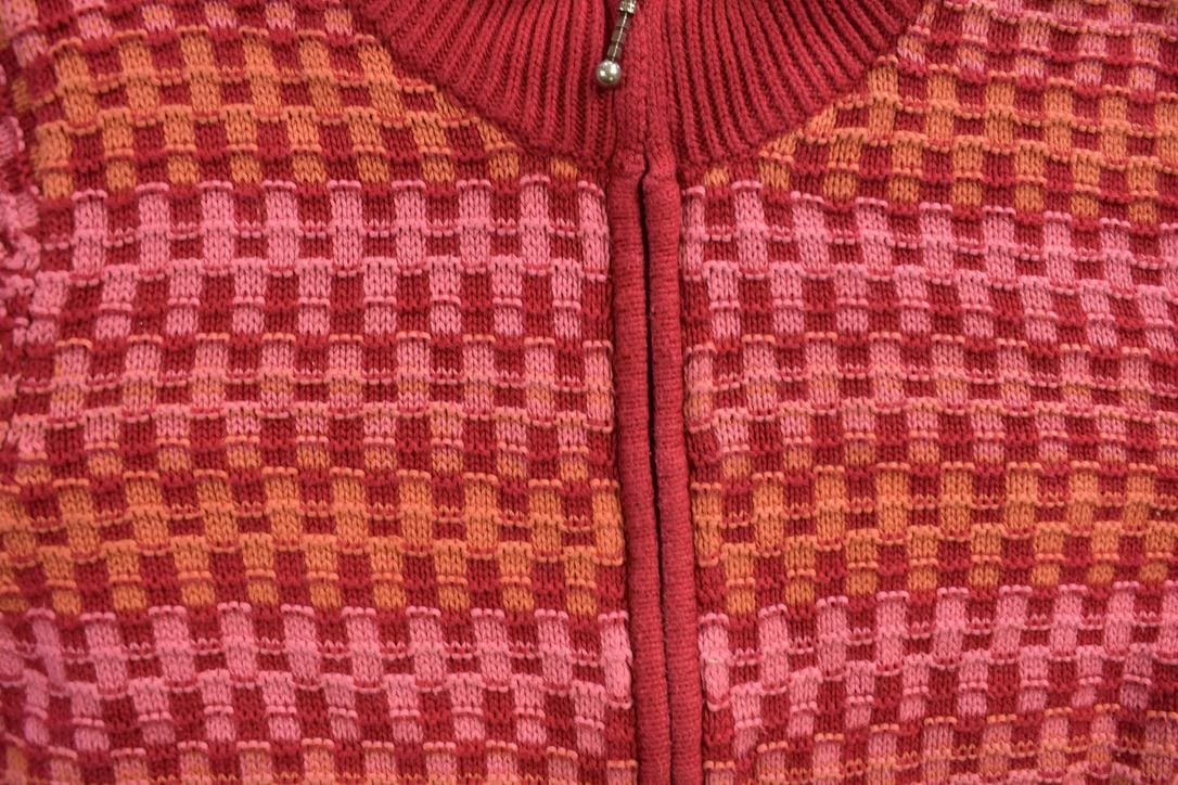 Vintage 1990s Christopher & Banks All Over Print Full Zip Knitted Sweater Women's S - Image 4