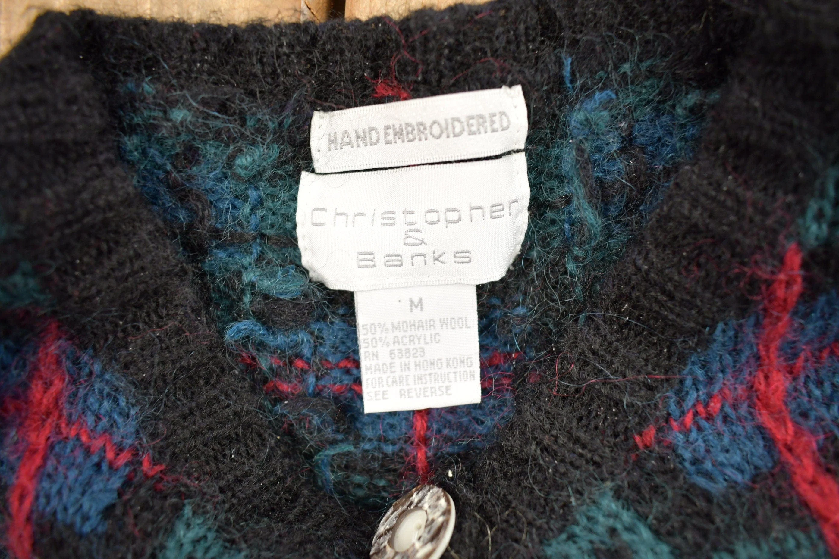 Vintage 1990s Christopher & Banks Mohair Knit Cardigan Sweater Women's M - Image 4