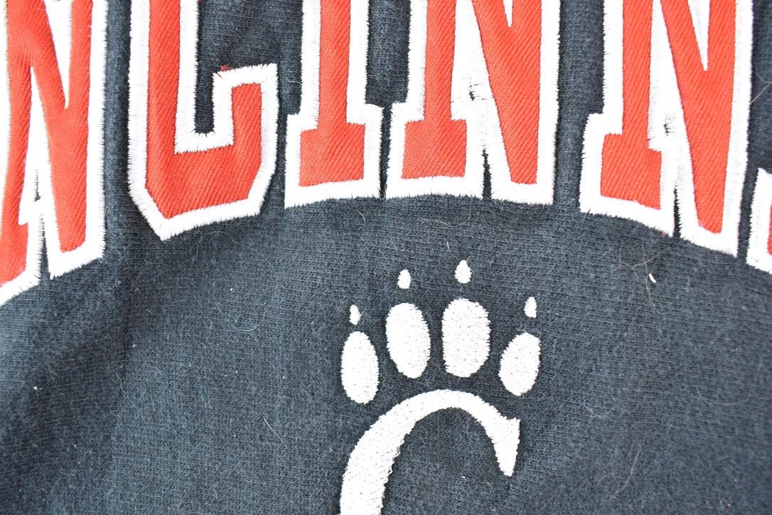 Vintage 1990s Cincinnati University Collegiate Steve And Barry's Reverse Grain Hoodie Men's Large - Image 5