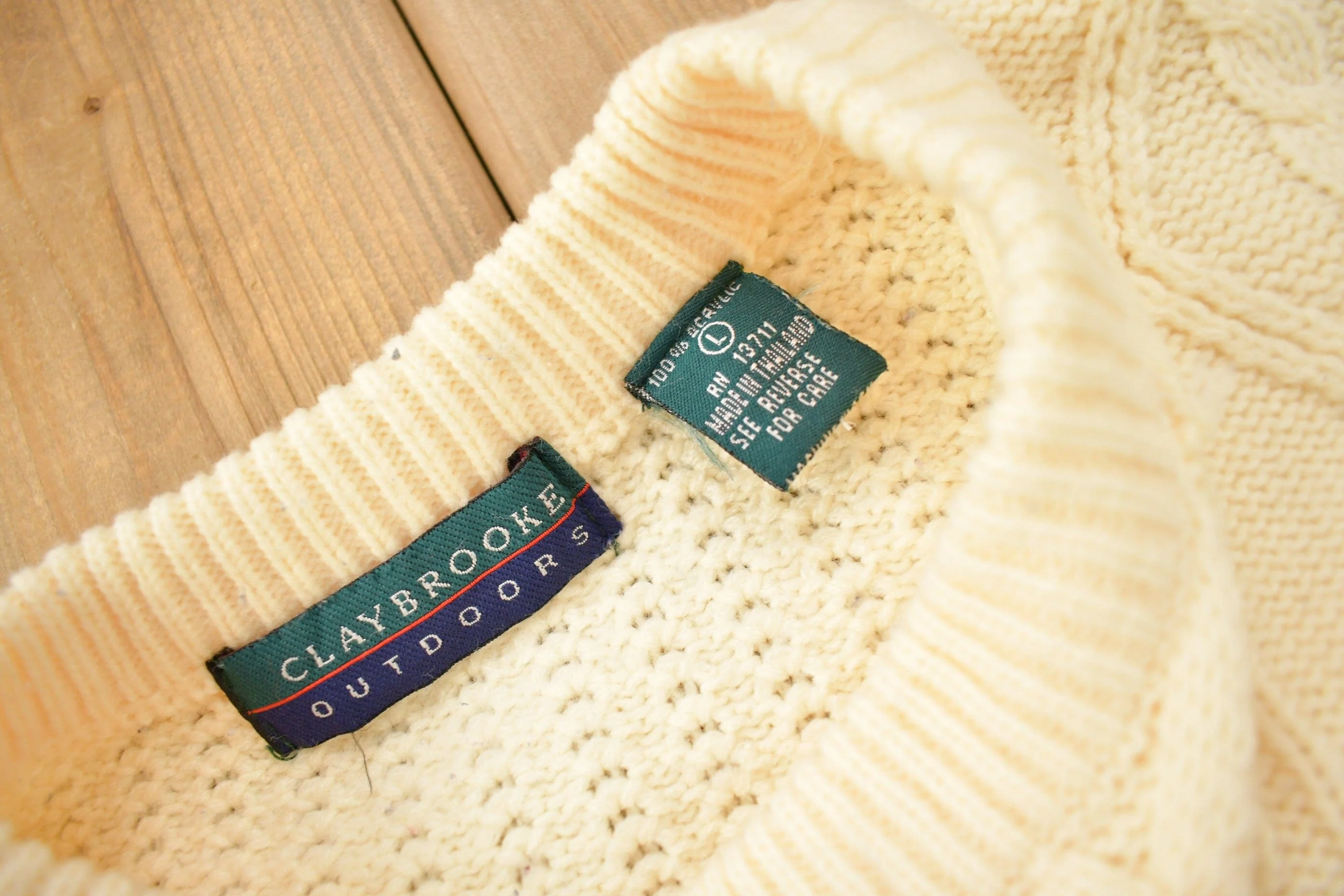 Vintage 1990s Claybrooke Outdoors Knitted Crewneck Sweater Men's Large - Image 4