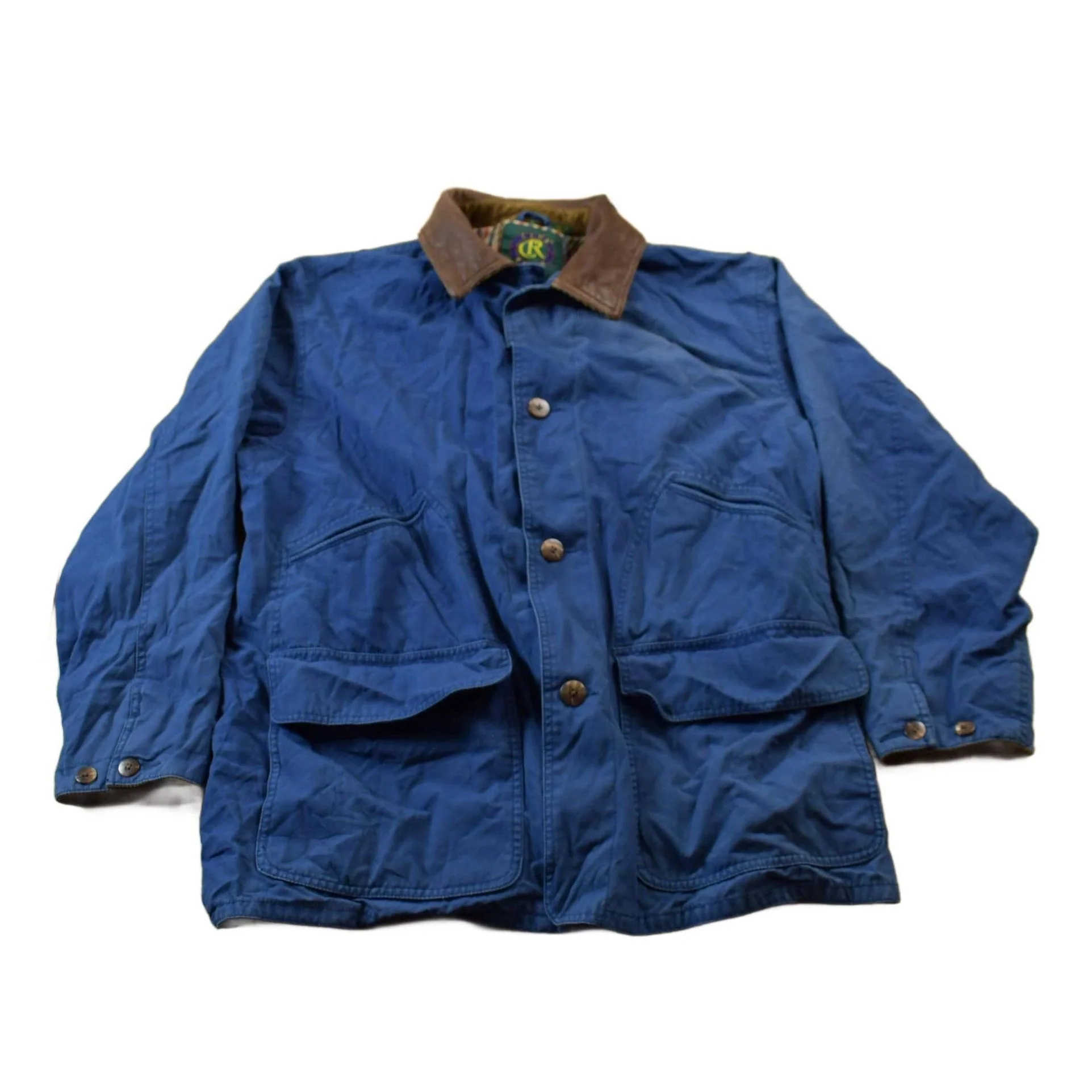 Vintage 1990s Club Room Chore Coat Leather Collar Jacket Men's Large
