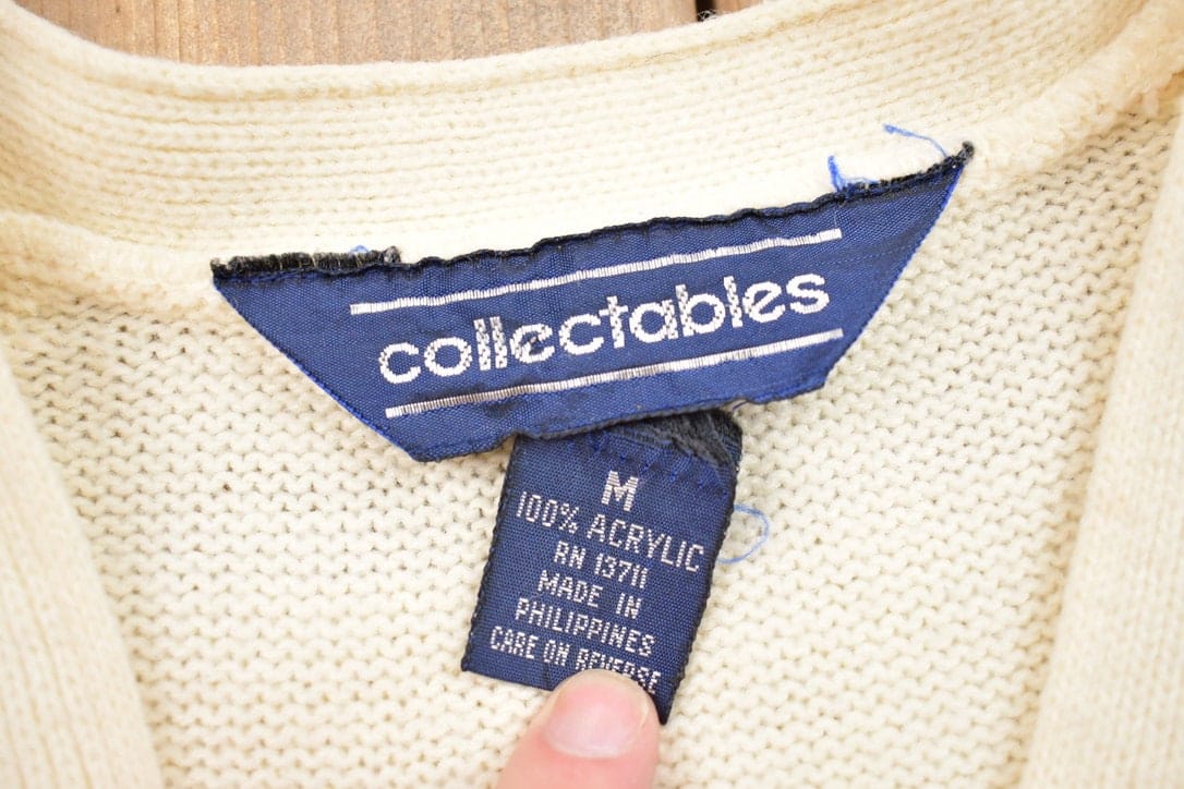 Vintage 1990s Collectables Cable Knitted Cardigan Sweater Vest Men's Small - Image 3