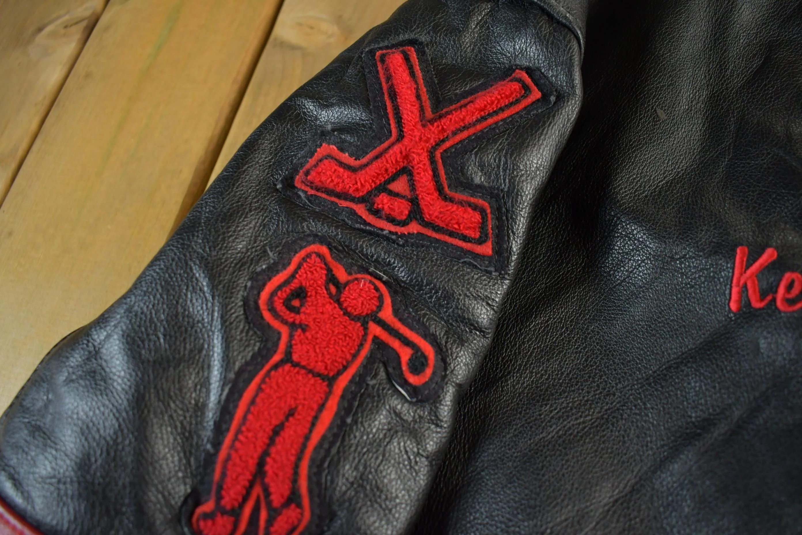 Vintage 1990s Collegiate Leather Varsity Jacket Men's 2XL - Image 4