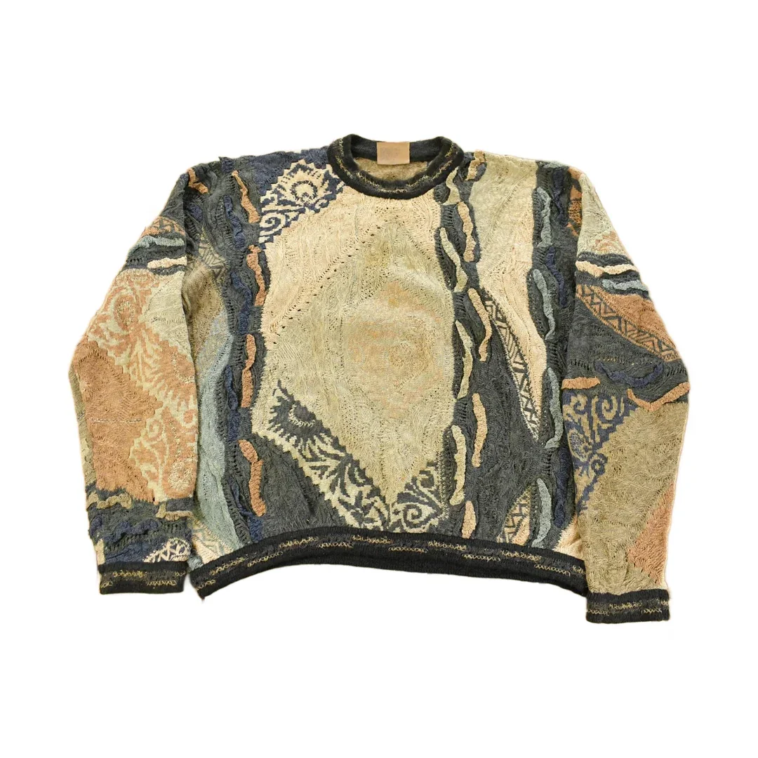 Vintage 1990s Coogi Classic 3D Knit Abstract Crewneck Sweater Men's Large