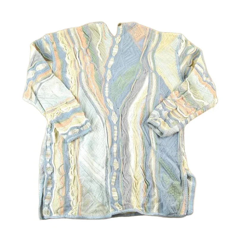 Vintage 1990s Coogi Made In Australia 3D knit 100% Cotton Abstract Pattern Crewneck Sweater Dress Men's Small