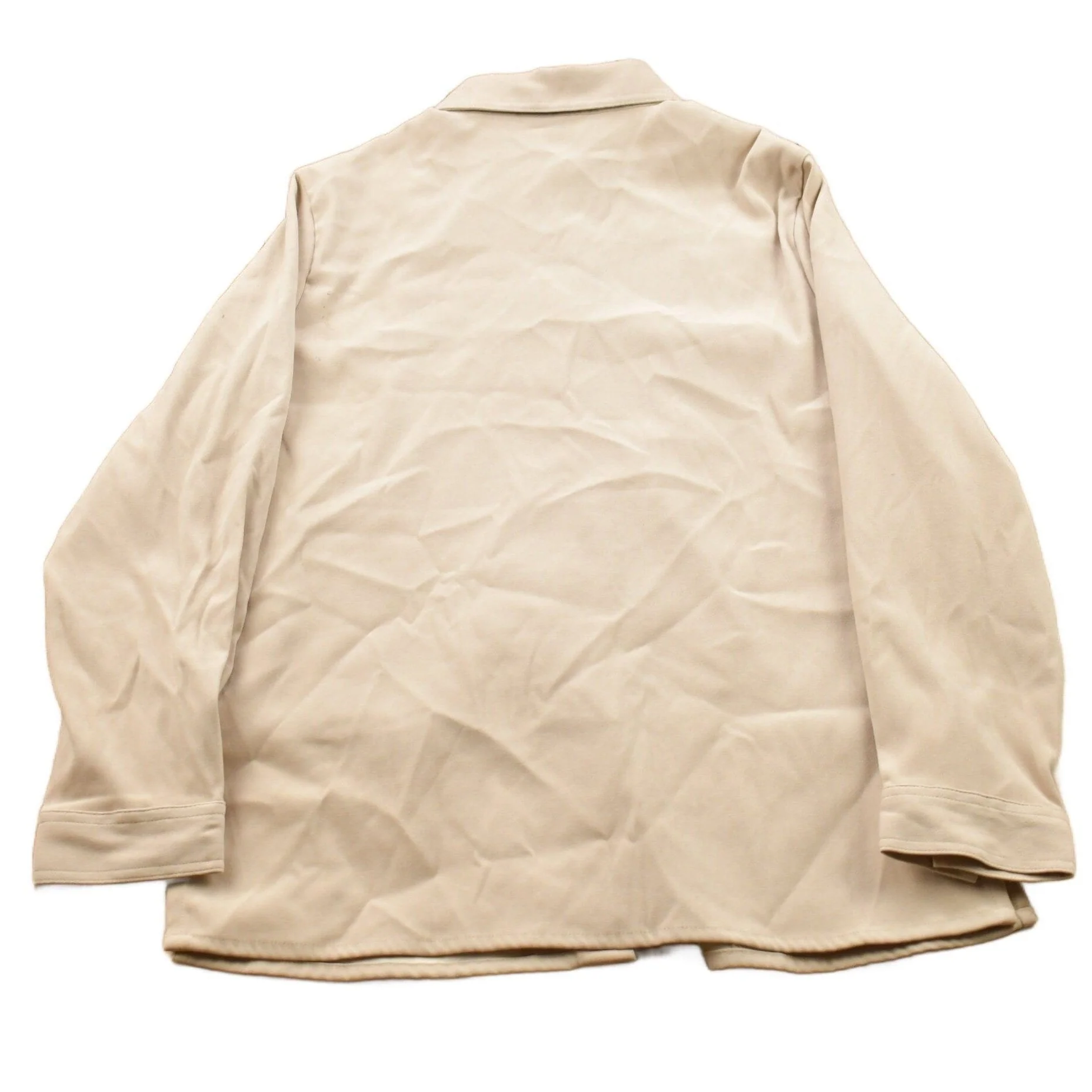 Vintage 1990s Croft & Barrow Stretch Blank Beige Button Up Shirt - Image 2