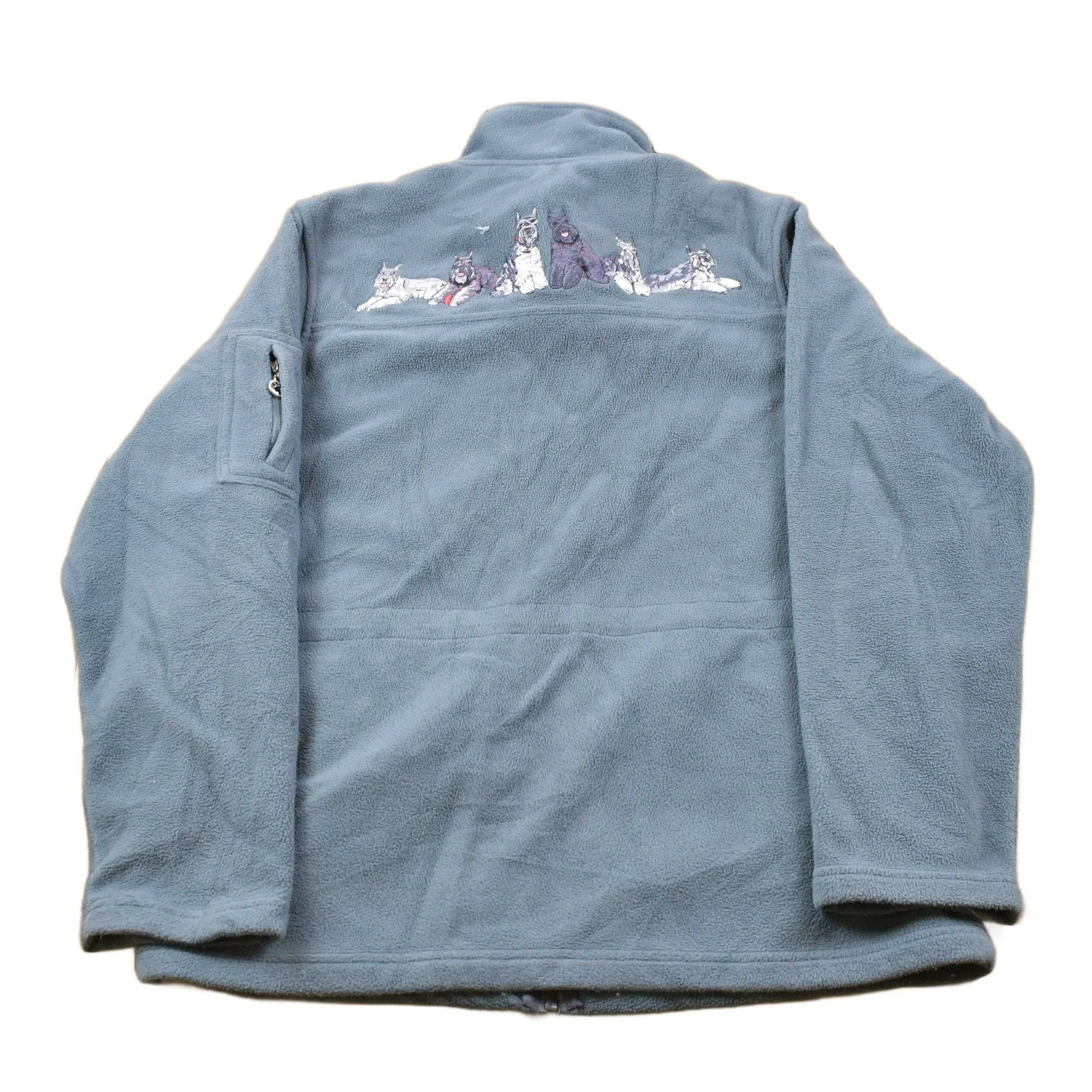 Vintage 1990s Cute Dog Zip Up Fleece Sweater Men's Large - Image 2