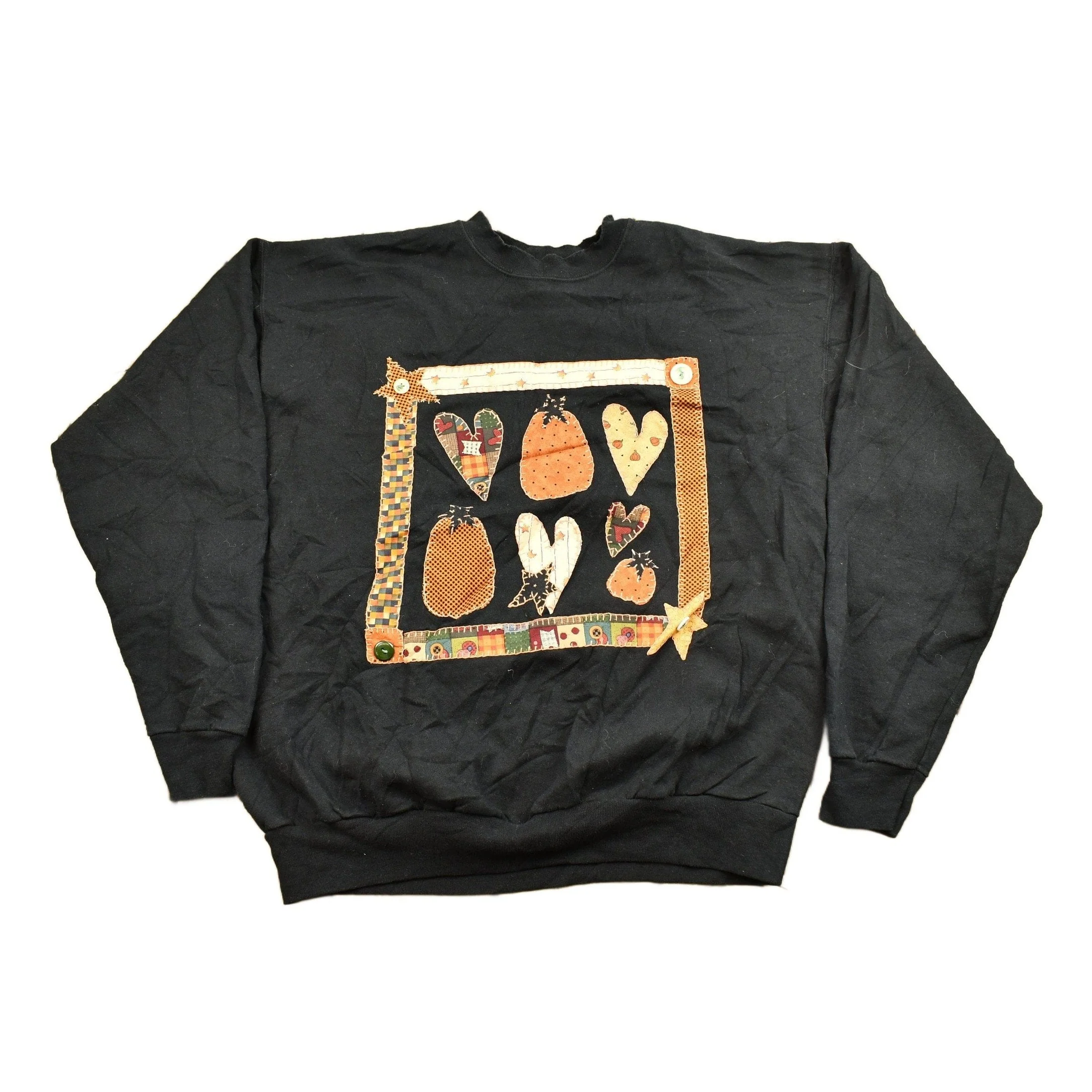 Vintage 1990s Cute Patchwork Crewneck Sweater Men's Large