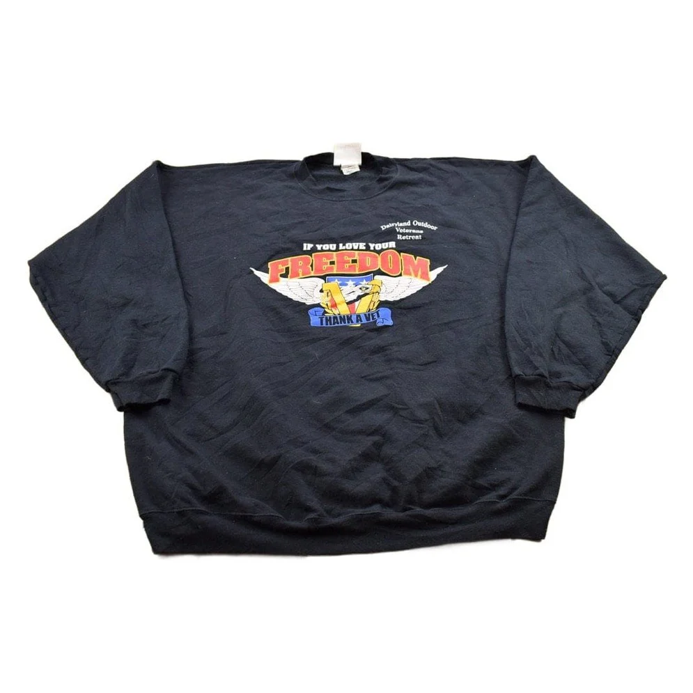 Vintage 1990s Dairyland Outdoor Veterans Retreat Crewneck Sweatshirt Men's 2XL