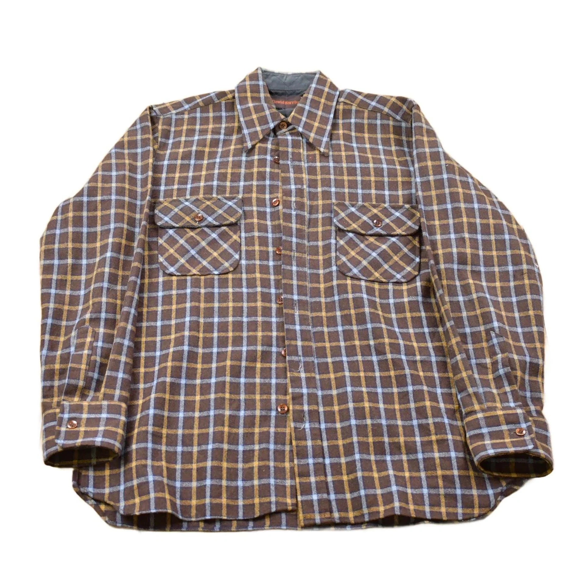 Vintage 1990s David Harrison Plaid Lined Button Up Shirt Men's Large