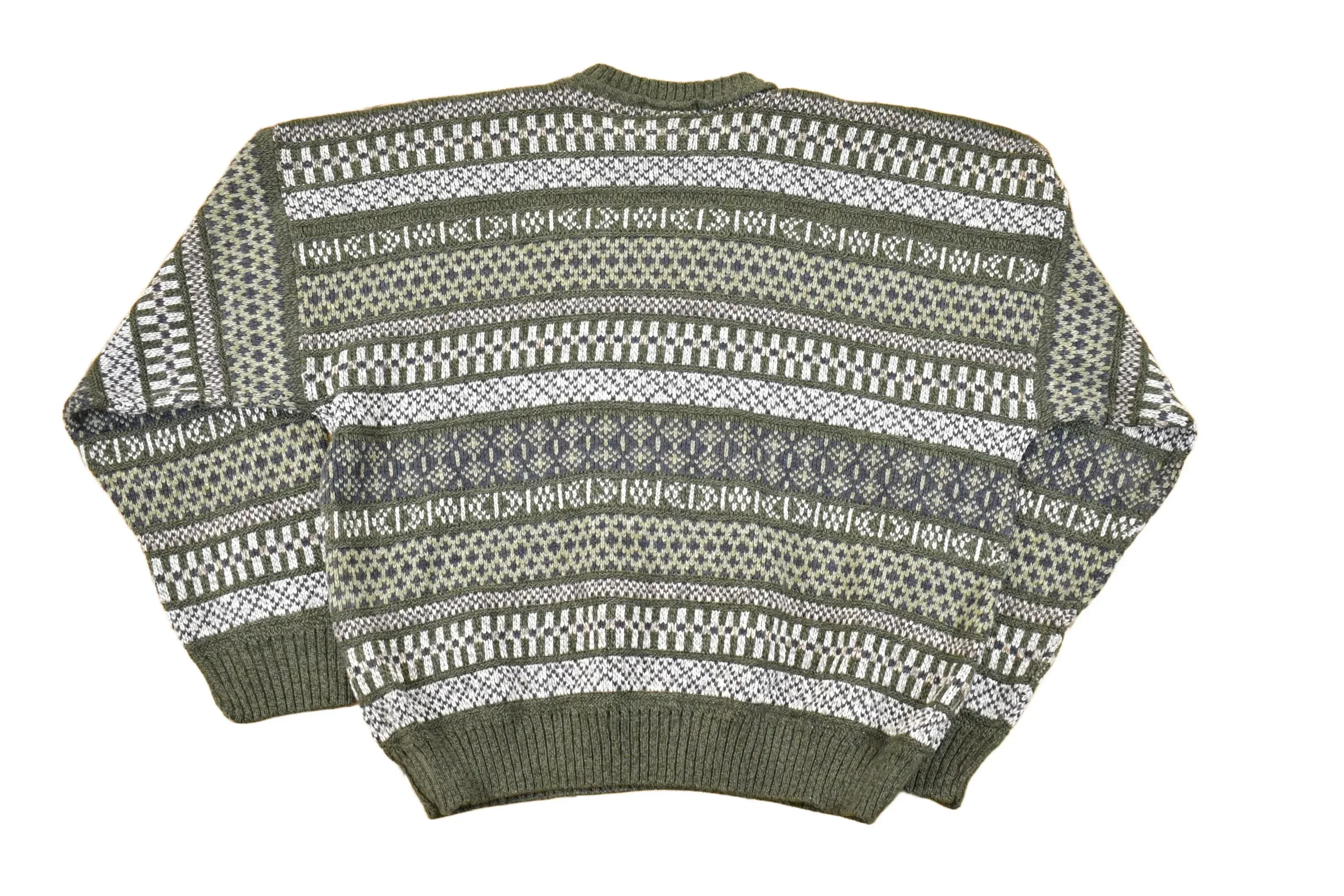 Vintage 1990s David Taylor Abstract Striped Knit Crewneck Sweater Men's L - Image 2