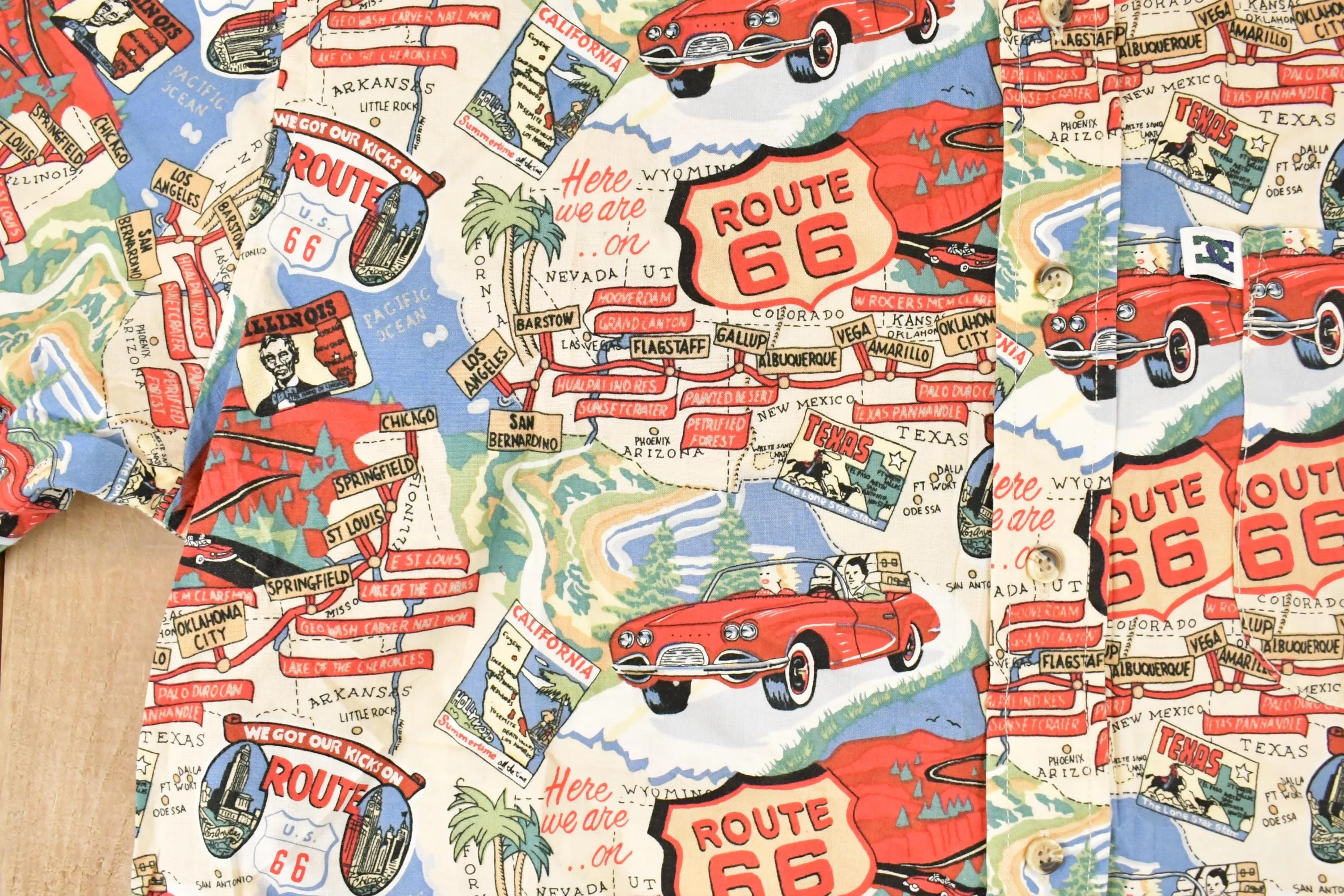 Vintage 1990s DC Cowboy Equipment AOP Route 66 Button Up Shirt Men's M - Image 3