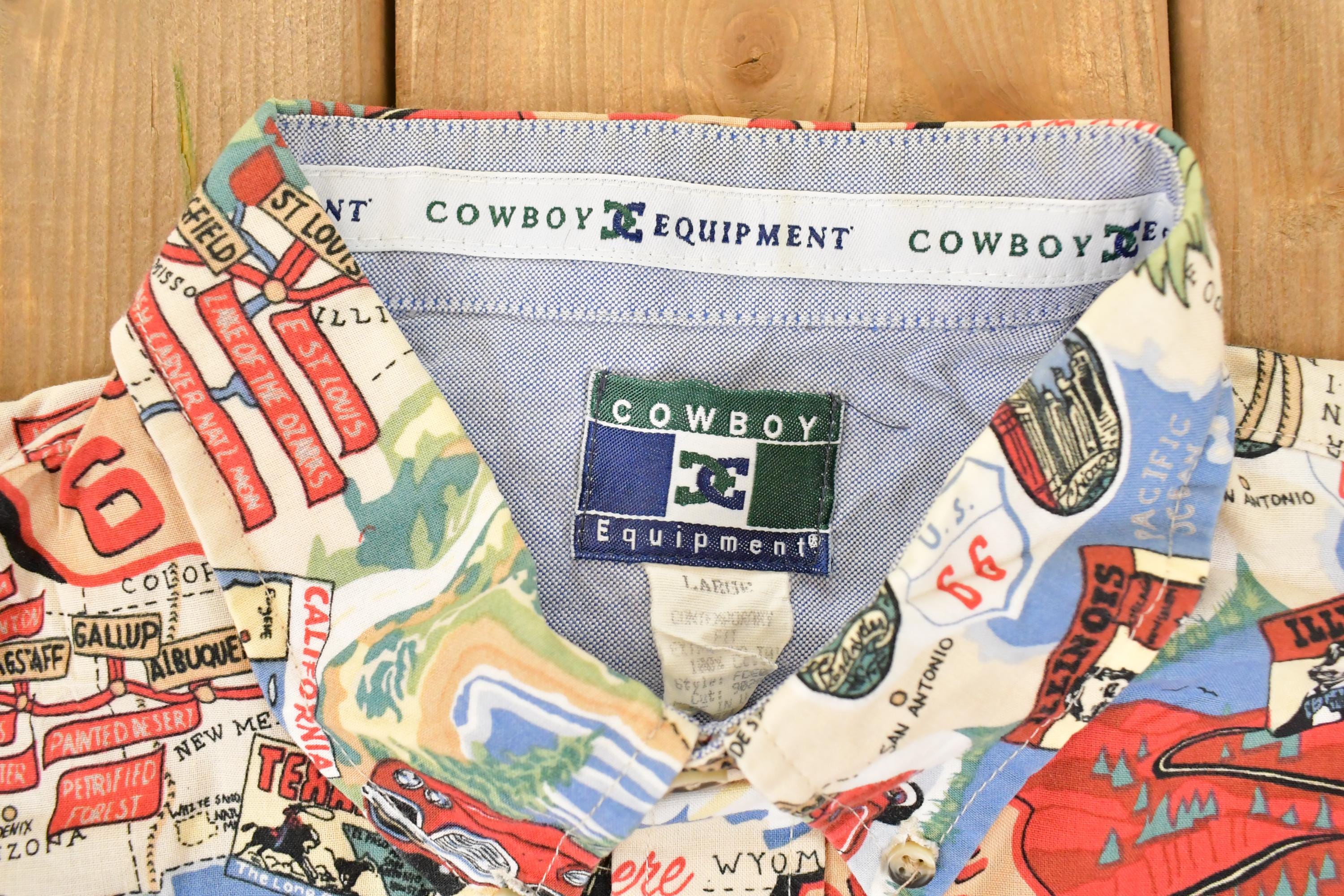 Vintage 1990s DC Cowboy Equipment AOP Route 66 Button Up Shirt Men's M - Image 4