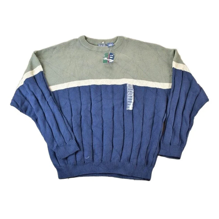 Vintage 1990s Deadstock Trader Bay Knit Abstract Pattern Crewneck Sweater Men's XL