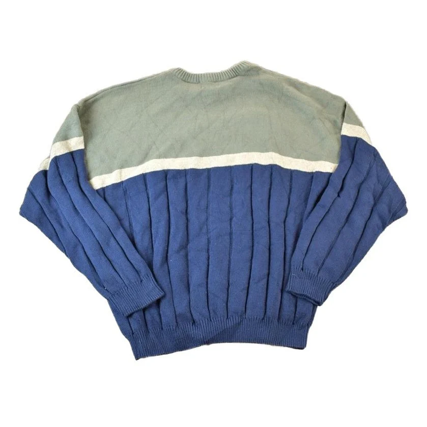 Vintage 1990s Deadstock Trader Bay Knit Abstract Pattern Crewneck Sweater Men's XL - Image 2