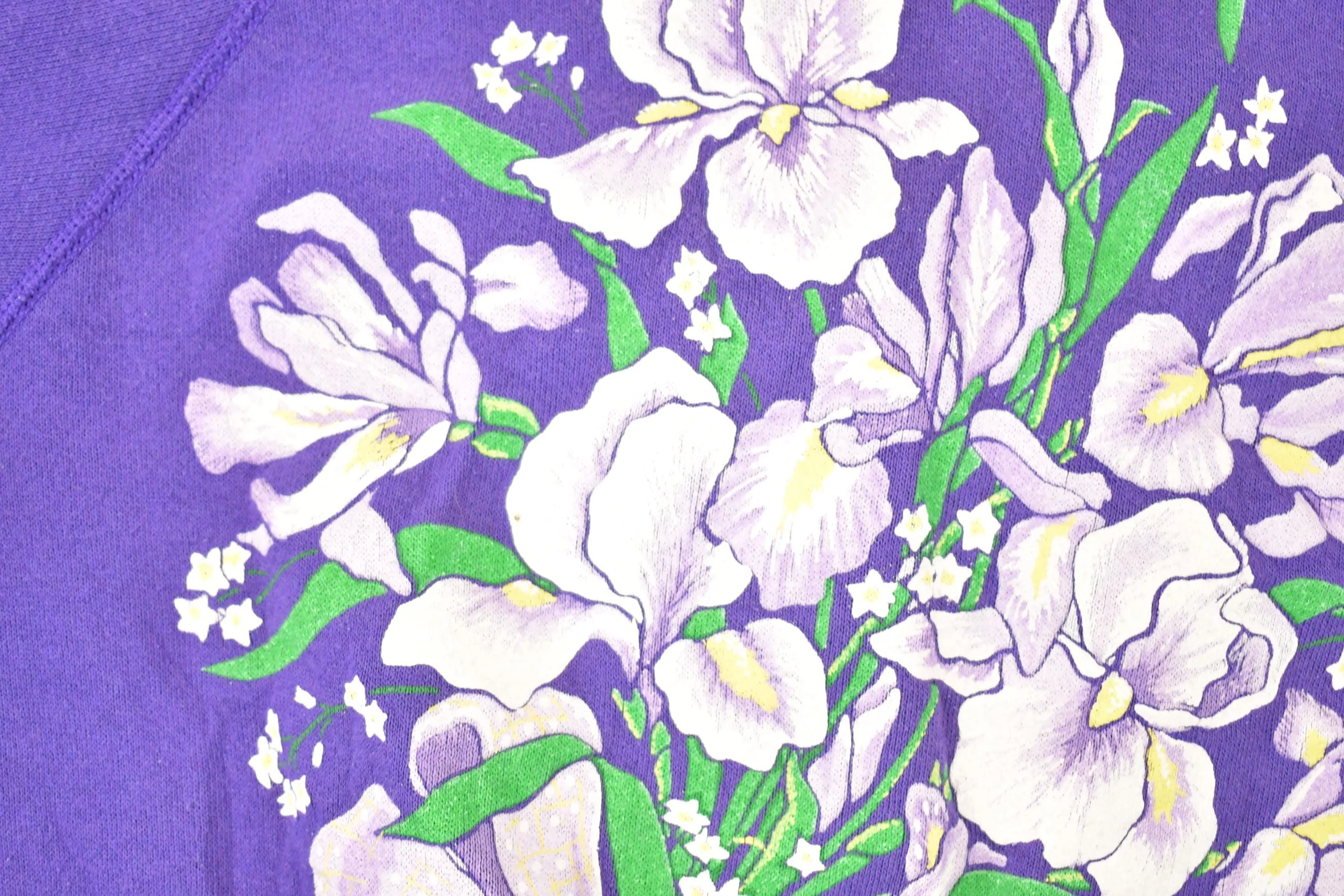 Vintage 1990s Design Pointe Floral Collared Graphic Print Crewneck Sweatshirt Women's M - Image 3