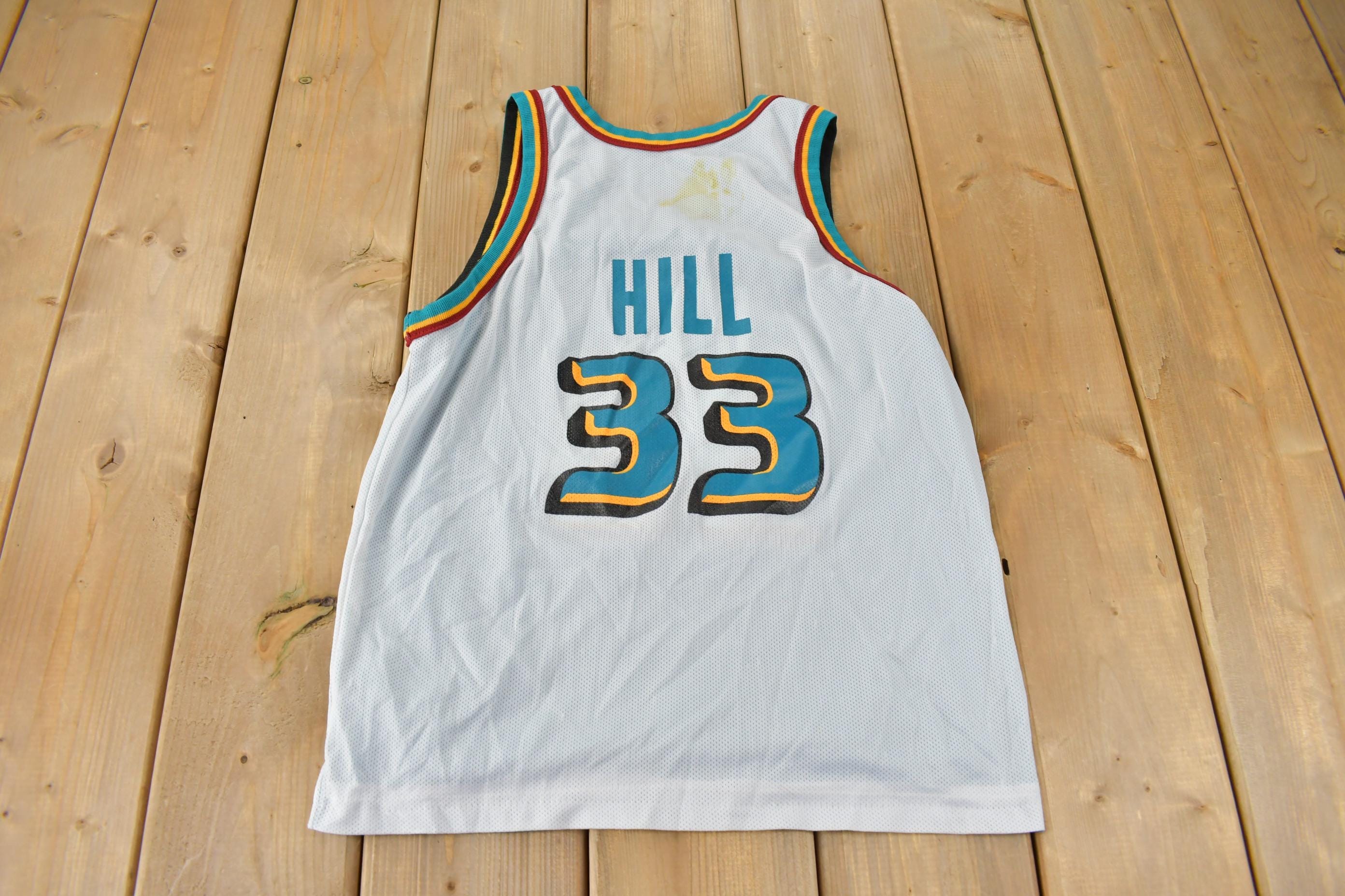 Vintage 1990s Detroit Pistons NBA Grant Hill Reversible Basketball Jersey Youth L - Image 4