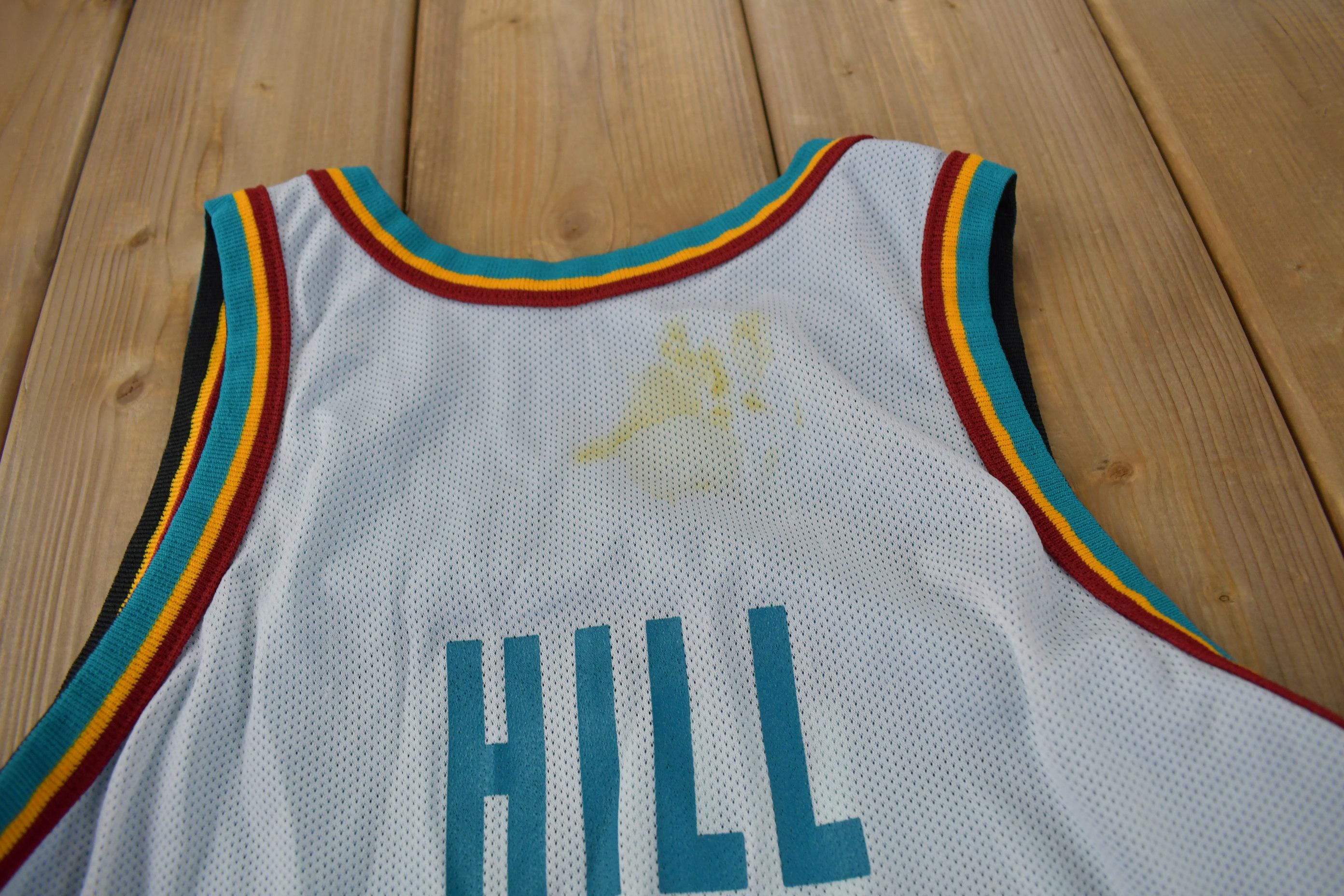 Vintage 1990s Detroit Pistons NBA Grant Hill Reversible Basketball Jersey Youth L - Image 5