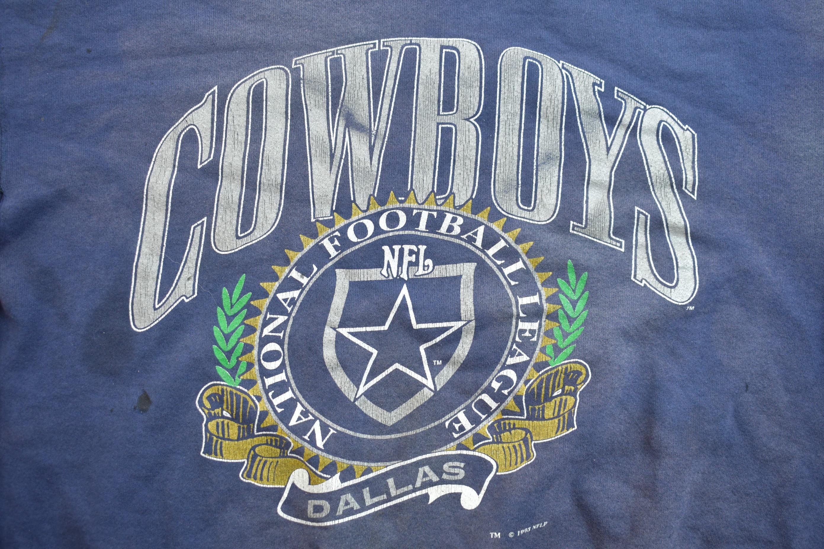 Vintage 1990s Distressed Dallas Cowboys NFL Crewneck Sweatshirt Men's Large - Image 4