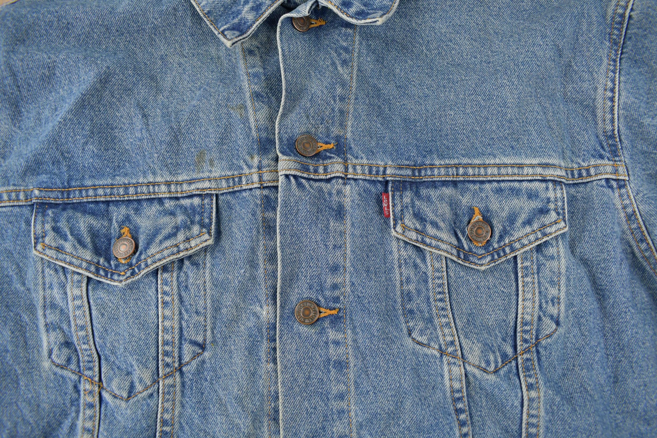 Vintage 1990s Distressed Jean Jacket Men's XL - Image 4