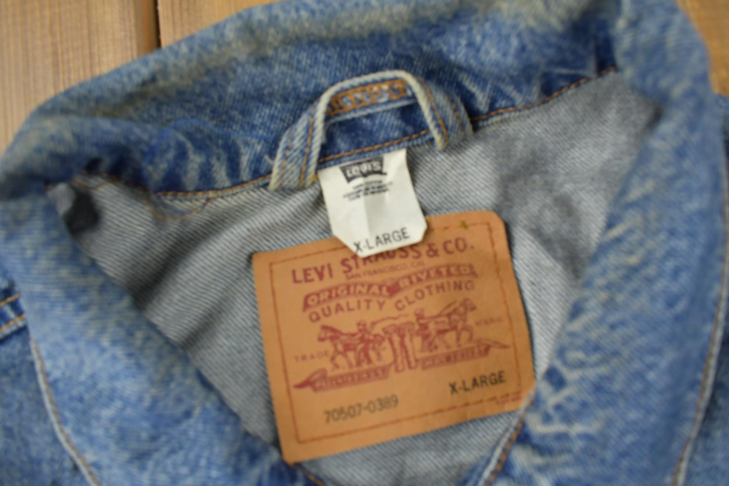 Vintage 1990s Distressed Jean Jacket Men's XL - Image 5