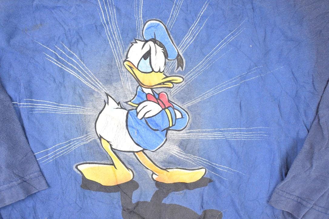 Vintage 1990s Donald Duck Graphic Print Disney Long Sleeve T Shirt Men's L - Image 3