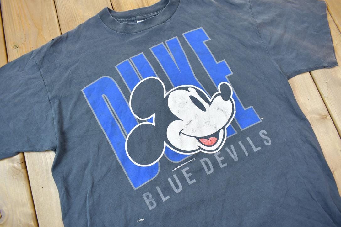 Vintage 1990s Duke University Blue Devils Mickey Mouse Collegiate Graphic T-Shirt Men's XL - Image 3