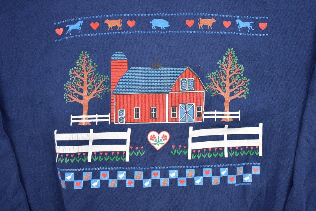 Vintage 1990s Endless Designs Farm Theme Crewneck Sweater Men's MMen's Medium - Image 5
