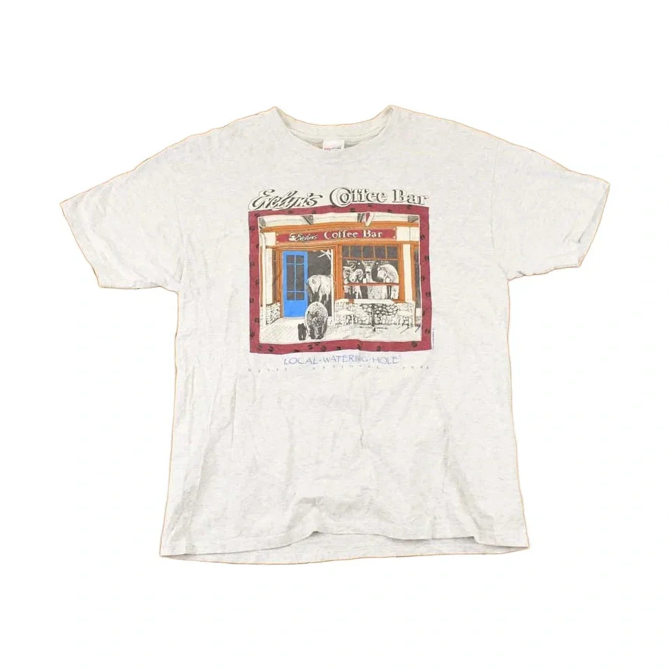 Vintage 1990s Evelyn's Coffee Bar Souvenir Travel T-Shirt Men's L