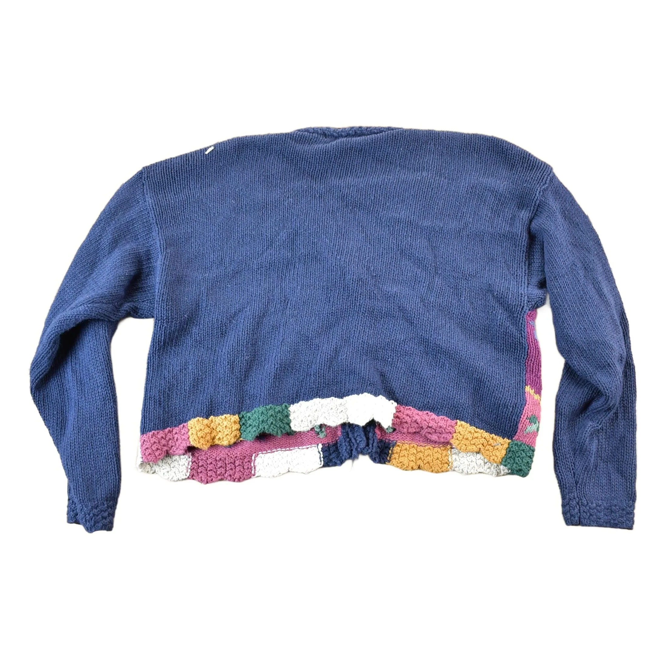Vintage 1990s First Concepts Hand Knit Floral Pattern Cardigan Womens L - Image 2