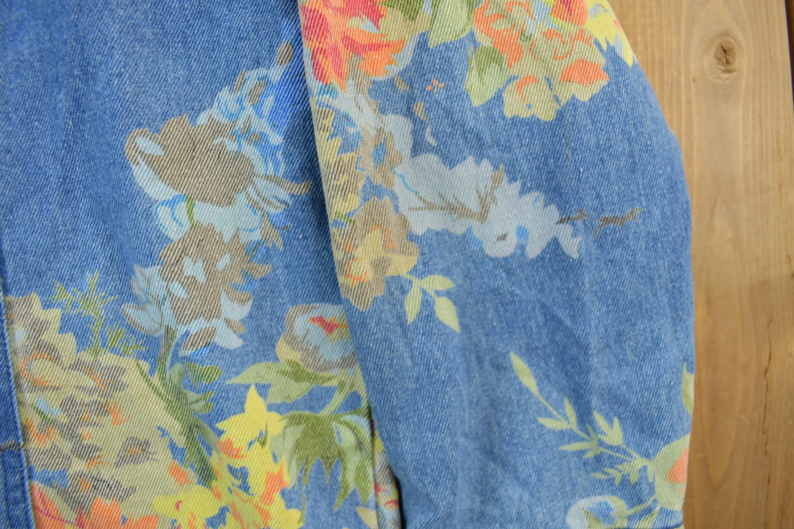 Vintage 1990s Floral Denim Jean Jacket Men's XL - Image 8