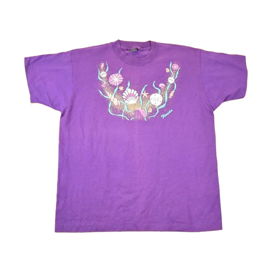 Vintage 1990s Florida Shells Souvenir Travel T-Shirt Women's XL