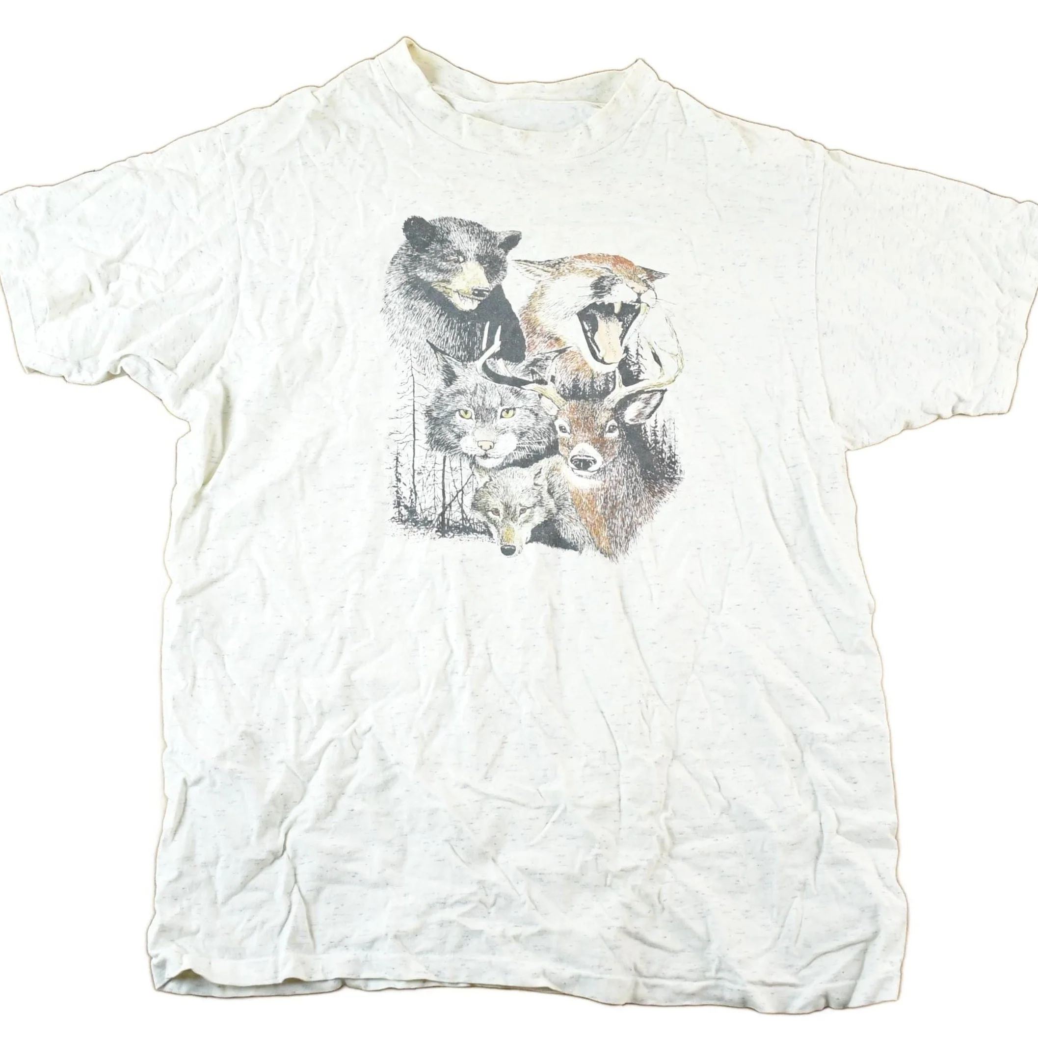 Vintage 1990s Forest Animals Outdoorsman Wolf T-Shirt Mens L