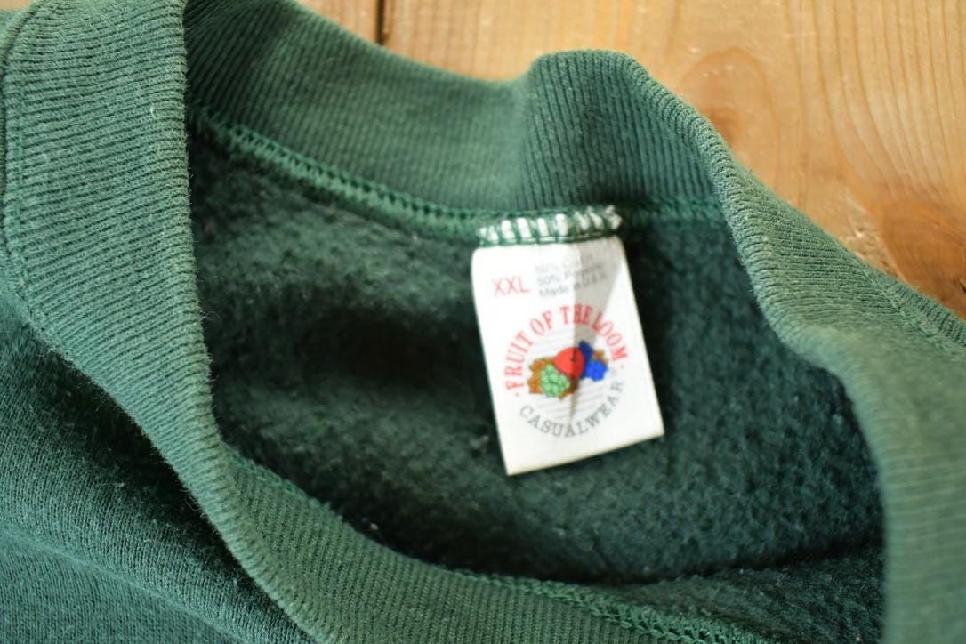 Vintage 1990s FOTL Blank Souvenir Olive Crewneck Sweatshirt Made In USA Men's 2XL - Image 3