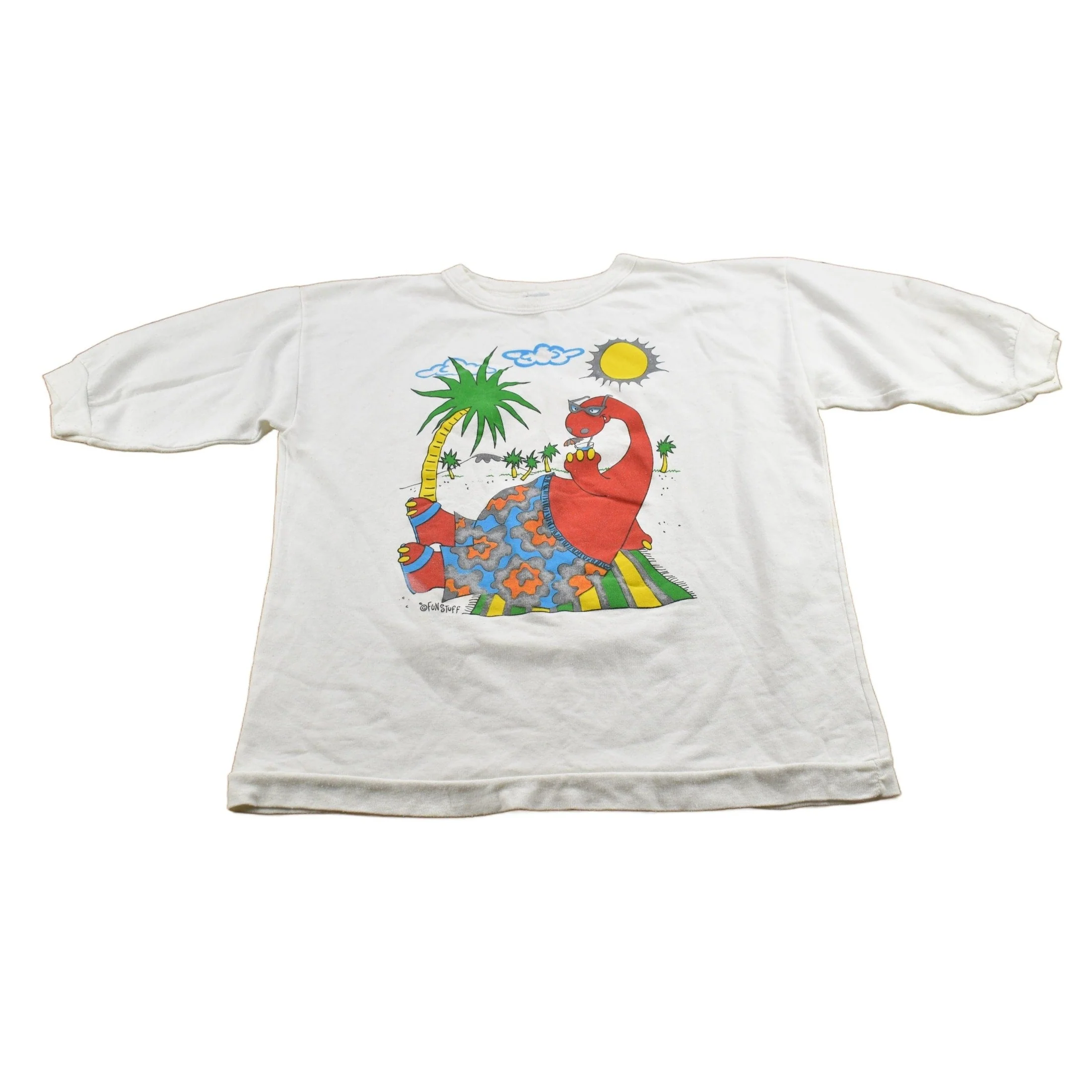 Vintage 1990s Fun Stuff NY Dinosaur Theme Crewneck Short Sleeve Sweatshirt Men's Large