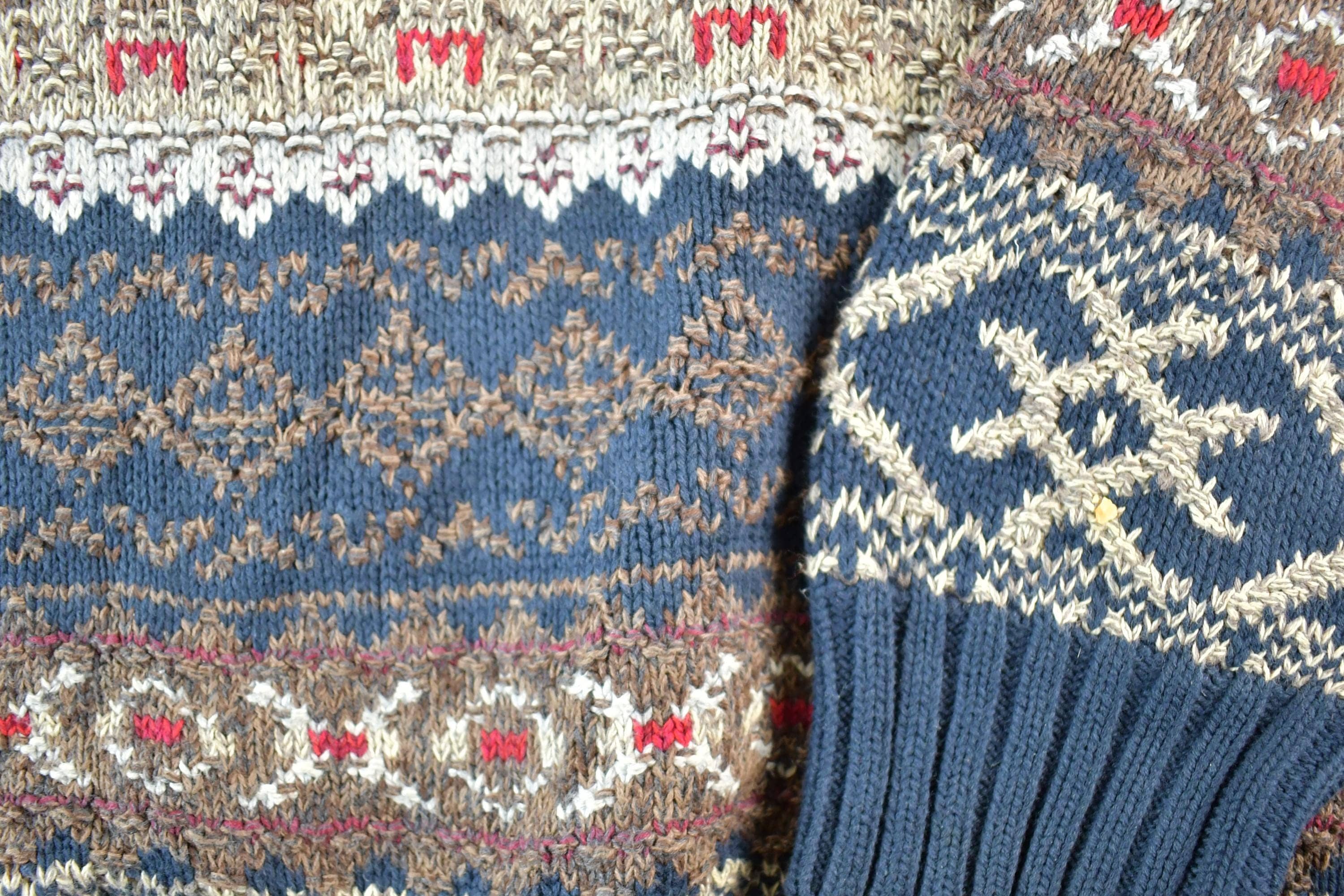 Vintage 1990s Gant Knit Abstract Pattern Crewneck Sweater Mens XL - Image 4