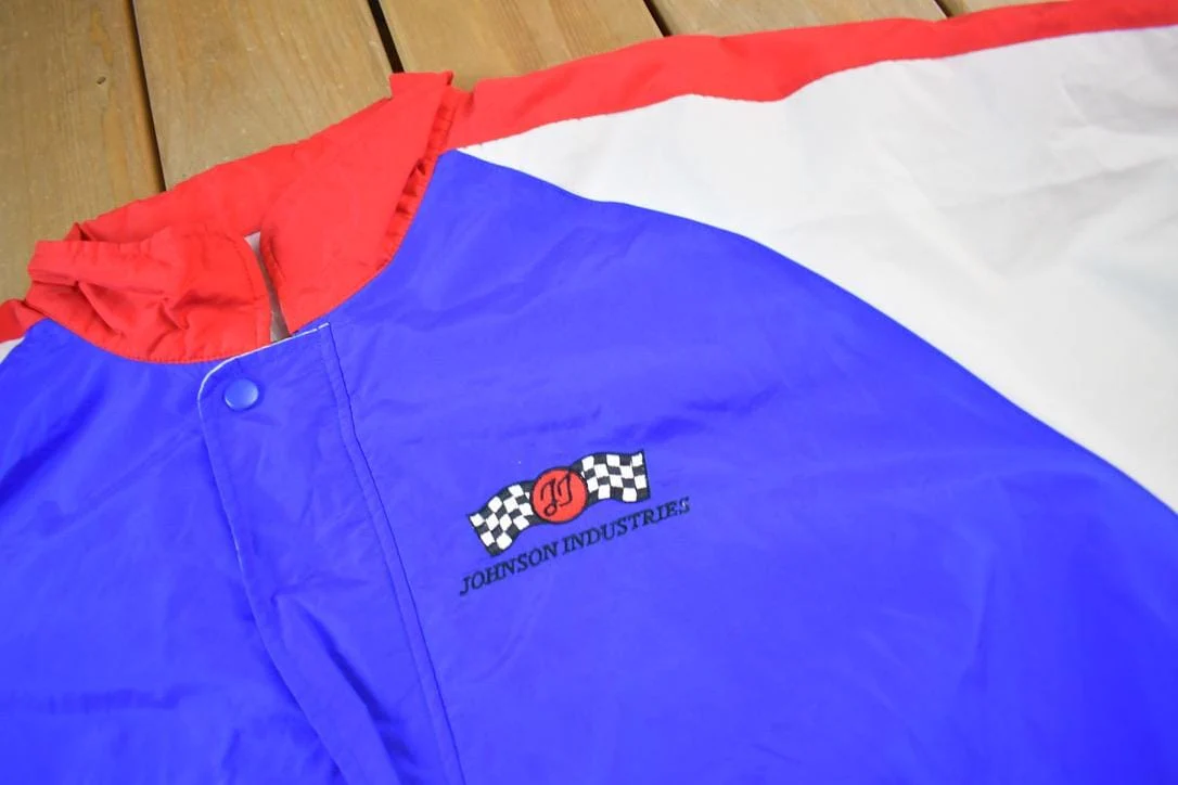 Vintage 1990s GOODYEAR Johnson Industries Motorsports Embroidered Racing Jacket Men's XL - Image 4