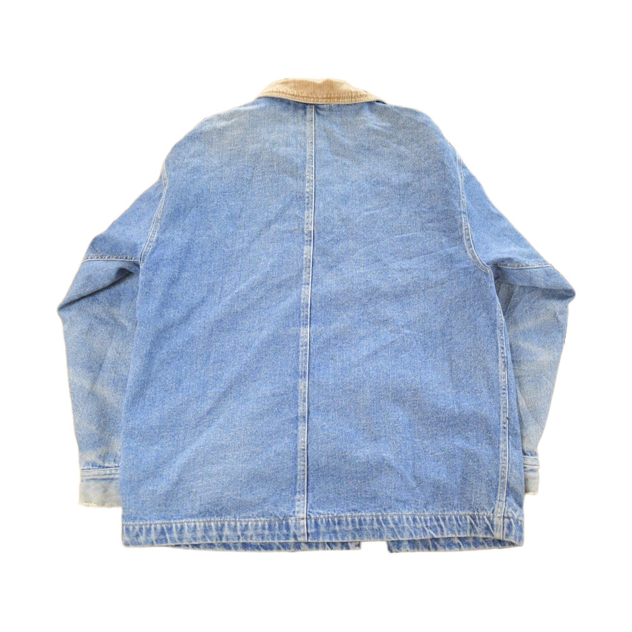 Vintage 1990s Great Land Flannel Lined Denim Chore Coat Women's Small - Image 2