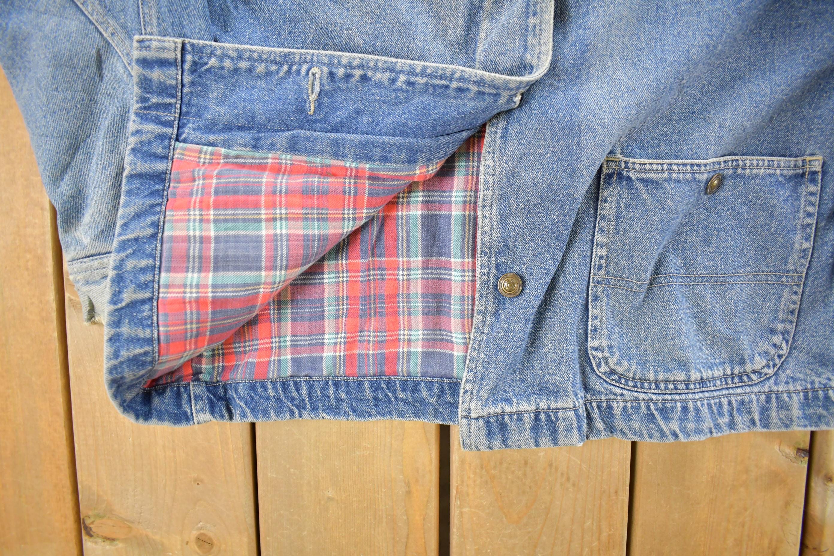 Vintage 1990s Great Land Flannel Lined Denim Chore Coat Women's Small - Image 5
