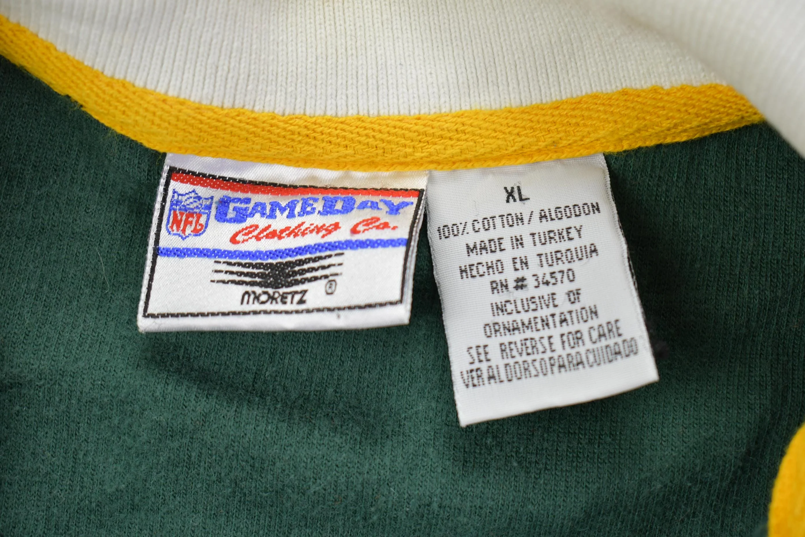 Vintage 1990s Green Bay Packers Button Up Rugby Style NFL Football Sweatshirt Men's Large - Image 4