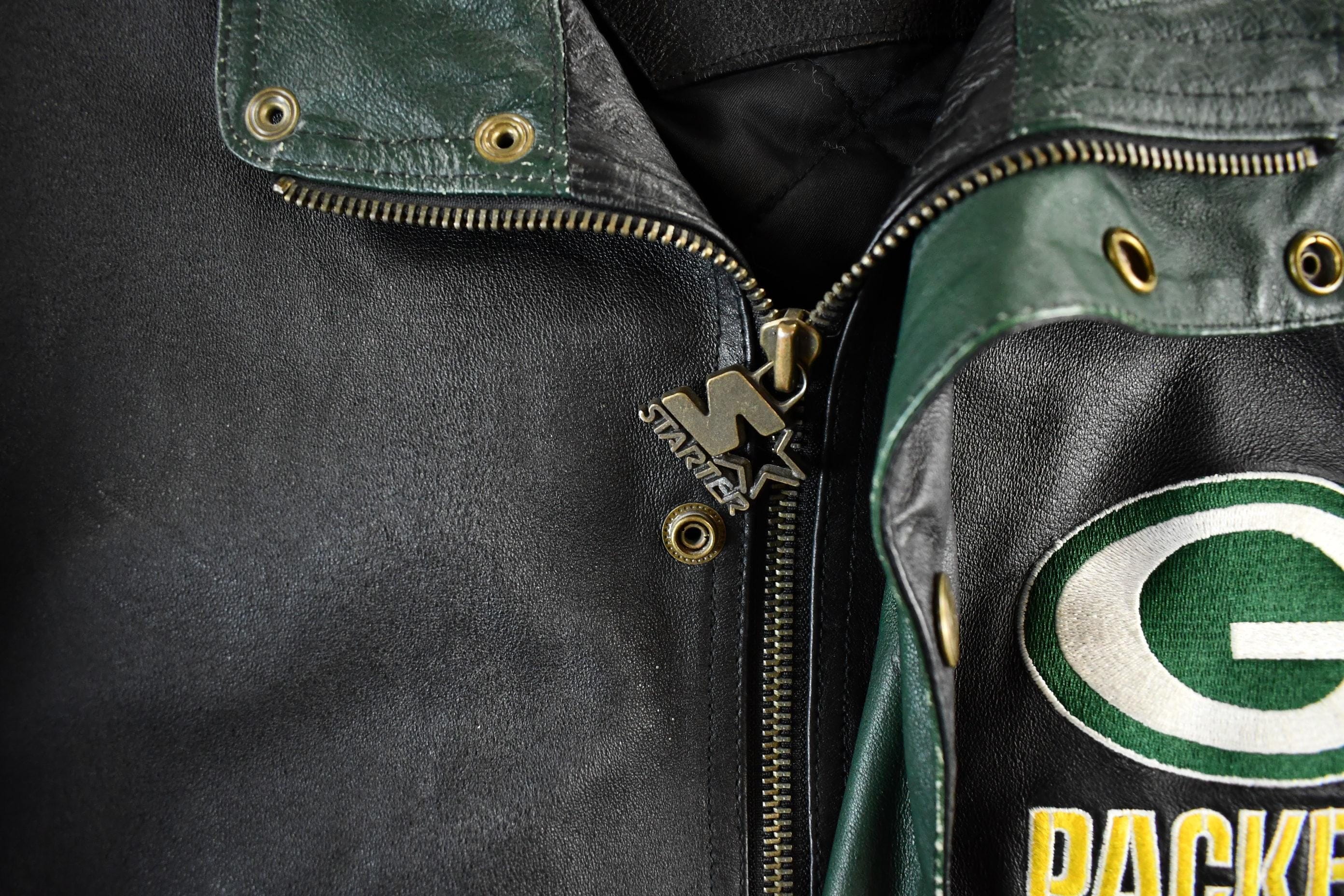 Vintage 1990s Green Bay Packers NFL Leather Jacket Men's Large - Image 6