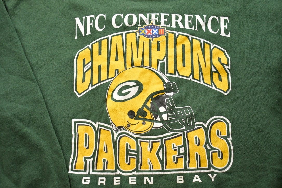 Vintage 1990s Green Bay Packers Super Bowl 32 NFL Crewneck Sweatshirt Men's XL - Image 4