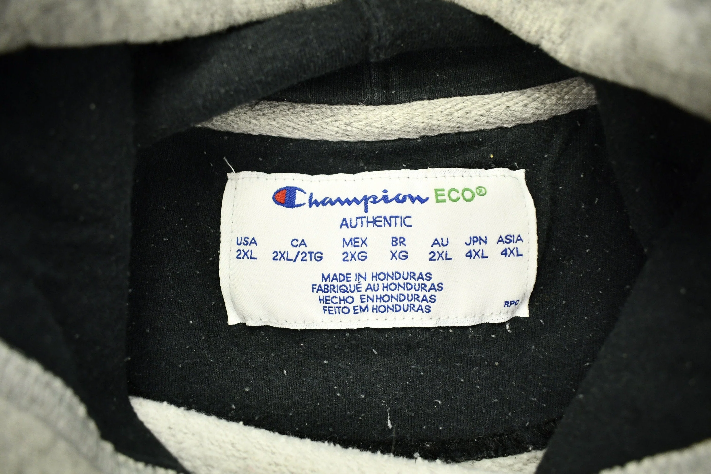 Vintage 1990s Grey Champion Small Logo Hoodie Men's 2XL - Image 6