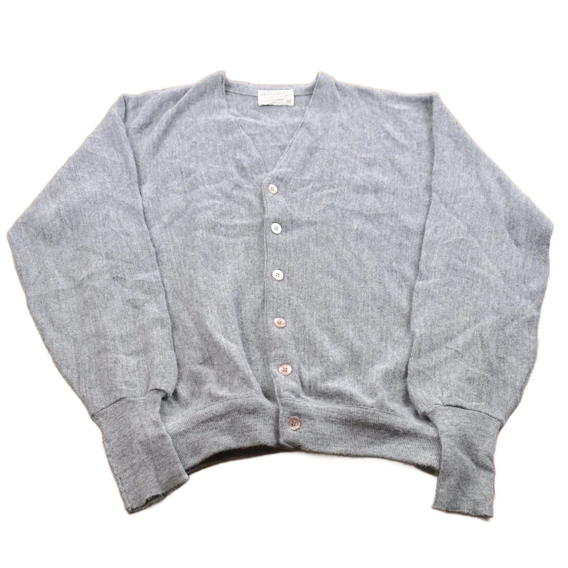 Vintage 1990s Grey Jeff Links Knit Cardigan Sweater Men's MMen's Medium